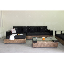 Muebles de mimbre de alta calidad sofá de jacinto de agua para sala de estar interior